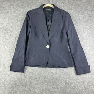 Lafayette 148 New York Blazer Womens 4 Linen Wool Notched Lapel Cuffed Jacket